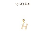 YOUNIQ 18K Gold Titanium A-Z Alphabet Letter Initial Charm Pendant Cubic Zirconia Huruf