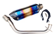 ท่อ AEROX155(ยามาฮ่า แอร็อกซ์155)ปี 2016-2020 ชุดท่อ Aerox155+ ปลายท่อ AK14 นิ้วสีรุ้งปากเคฟล่า