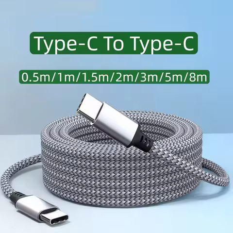 60W Type C To Type C 1M/2M/3M/5M/8M Cable PD Fast Charger Data Cable For iPhone Xiaomi Samsung Exten