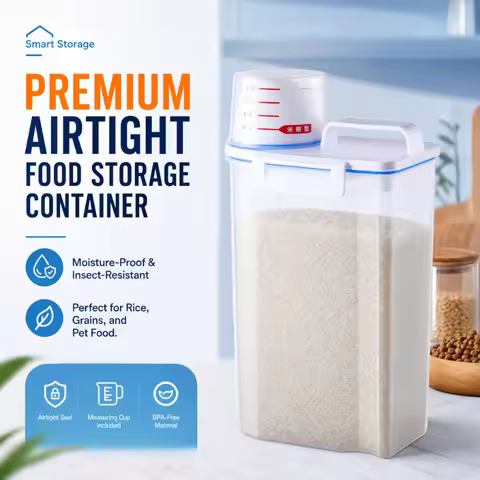 2.5 L Plastic Tank Rice Storage Barrel Food Container Grain Storage Box for Oatmeal Grain Cereal Pas