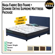 Living Mall Naga Fabric Divan Bed Frame With Diomire Ortho Supreme 10-inch Mattress Package