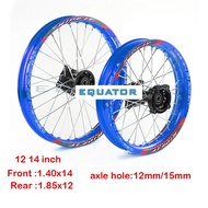 blue Front 1.40x14" inch Rear 1.85x12" inch aluminium Alloy Wheel Rim For 160cc 150CC Dirt Pit bike 