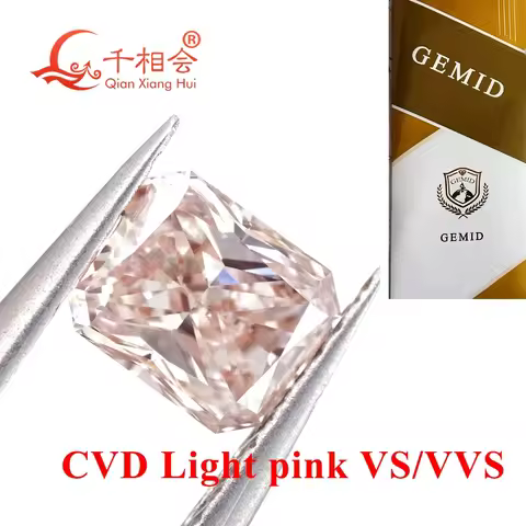 1ct Radiant Cut CVD Lab-Grown Diamond VS1 Clarity Fancy Light Pink Brown GEMID Certified for Elegant