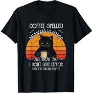 Funny Black Cat Coffee Spelled Backwards Is Eeffoc Gift T-Shirt