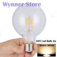 Best Selling E27 Edison Light Bulb 4W Imitation Tungsten Filament Bulb Warm Yellow G95 LED Bulb (WD-