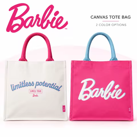 MINISO Barbie Tote Bag Large Capacity Shopping Storage Bag Reusable Shoulder Carry Organizer Travel 