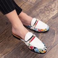 Black Half Shoes Men Leather Shoes Men Mules Casual Shoes Fashion Half Drag Leather Men Shoes Mocass