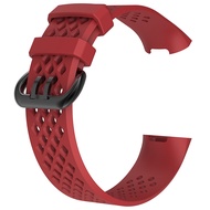 Rhombus Breathable Silicone Watch Band Strap Replacement for Fitbit Charge 3