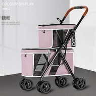 Others - BB車,寵物手推車（粉色)【上下兩層-可折疊】