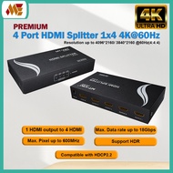 Premium 4 Port HDMI Splitter Support 4K@60Hz HDR compatible with HDCP2.2