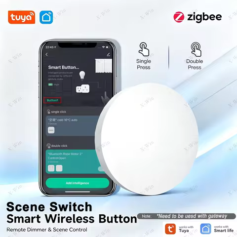 Tuya Zigbee Button Smart Wireless Scene Switch Remote Control Battery Powered Automation Scenario Sw
