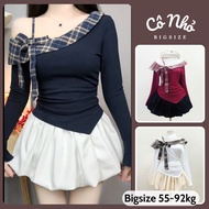 Big Size Lady's Dress Set Off Shoulder Bow Tie Long Sleeve Top with Cute Flared Skirt A333+CV413