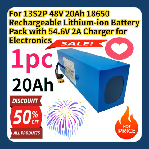 For 13S2P 48V 20Ah 18650 Rechargeable Lithium-ion Battery Pack with 54.6V 2A Charger for Electronics