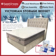 Victorian Bed Frame 1230 | Frame + 11" Mattress Bundle Package | Single/Super Single/Queen/King Storage Bed | Divan Bed