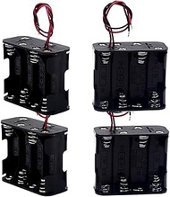 JWISLAND (Pack of 4) 8 AA Battery Holder Case Box, 12V Volt Total AA Battery Holder w/Wires, 8 AA Ba