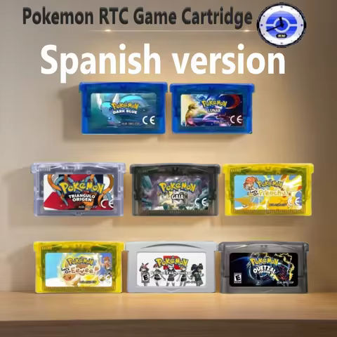 GBA Spanish Game Cartridge ,RTC Pokémon Eclat Pourpre ，Azul Agua，Lunar， Flora Sky，Darkfire， Gaia，GBA