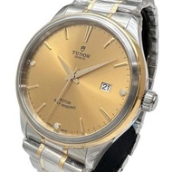 TUDOR舵 12703 男士不鏽鋼自動腕錶，鑲嵌三顆鑽石，附錶盒和保固卡，序號 I (2003)，香檳色錶盤，銀色和金色顏色。