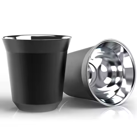 Mug Metal Espresso Coffee Double Wall Insulated Stainless Steel Espresso Cup Capsule Coffee Mug Meta