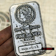 Rare Double-Sided Chisel Engraved Imitation Morgan Silver Dollar Silver Bar 1 Gold Balance Ounce Sil