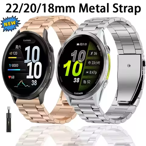 22/20/18mm Metal Strap for Garmin Forerunner 970 570 55 265 965 165 Venu 4 45/41mm Bracelet Band Gar