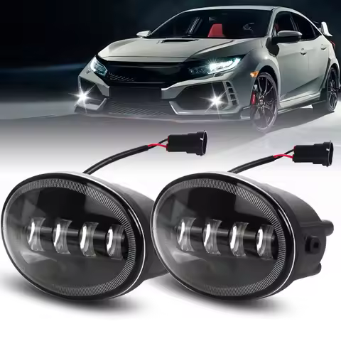 Oval LED Front Fog Lamps H8 H11 H16 Dual Color White Yellow DRL Fit Honda Civic Accord City Fit Jazz