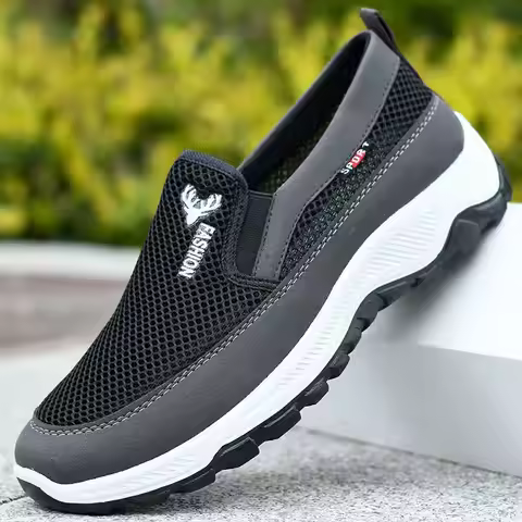 Men Running Hiking Sneakers Breathable Orthopedic Travel Plimsolls Slip On Comfortable for Outdoor A