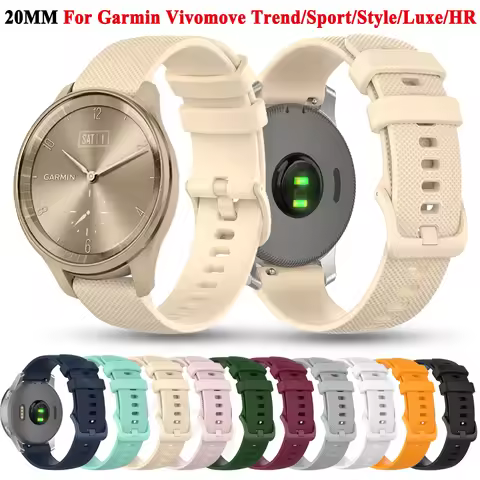 20mm Silicone Watchband For Garmin Vivomove Trend/Sport/Style/Luxe/HR Wristband Bracelet Watch Strap