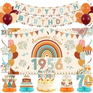 Roetyce 70th Birthday Decorations Women Men, Boho Awesome Since 1956 Poster Happy 70th Birthday Bann