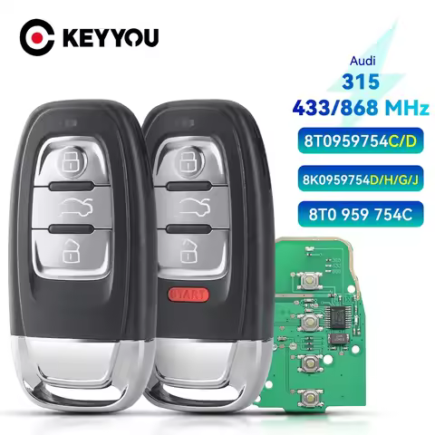 KEYYOU Half Smart 8T0 959 754 C//D/G For Audi Q5 A4L A5 A6 A7 A8 RS4 RS5 S4 S5 3/4 Buttons Remote Ca