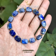 สร้อยข้อมือหินแท้ 100% " ลาพิสลาซูลิ " Lapis Lazuli กำไลหิน หินนำโชค หินมงคล เสริมโชค