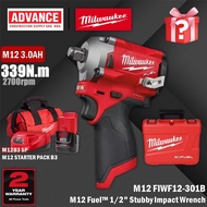 MILWAUKEE M12 FIWF12 | FIWF12-301B M12 Fuel™ 1/2" Stubby Impact Wrench ( Free Mystery Gift )