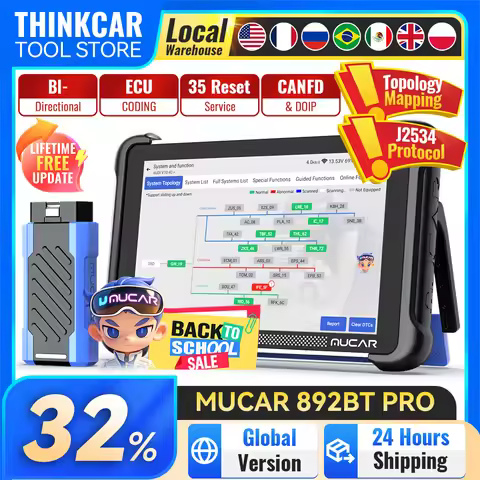 MUCAR 892BT PRO Professional Diagnostic Tool with Topology Map J2534 CANFD DOIP Protocol 35 Reset Li
