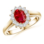 Angara Natural Ruby Princess Diana Ring for Women in 14K Solid Gold/Silver/Platinum. July Birthstone