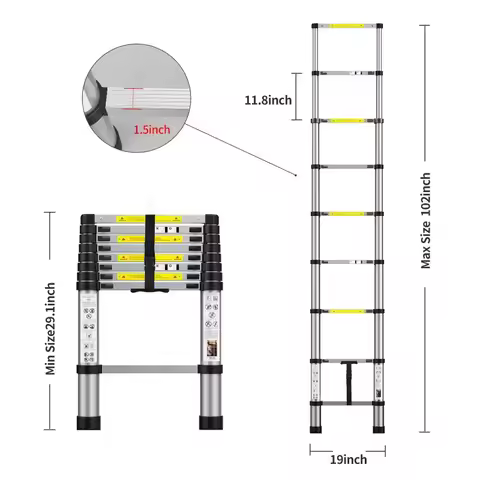 3.8M aluminum type a double telescopic stair ladder single straight ladder household ladder