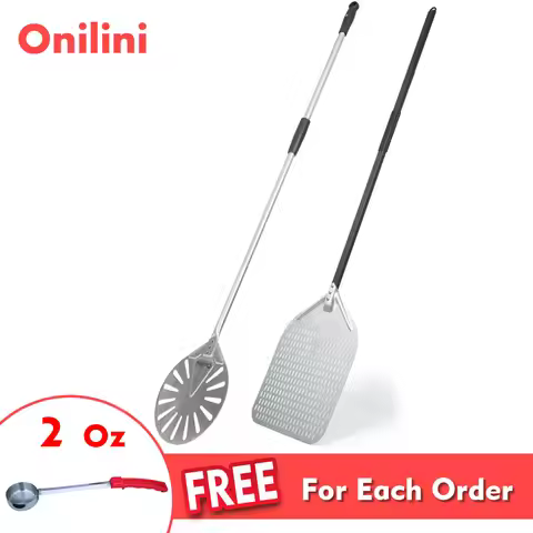 Onilini 14/13/12 inch & 9 inch Stainless Steel Pizza Peel Set Perforated Pizza Shovel Commercial Piz