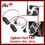 12V Car Lighter Head Port Cigar Cigarette Socket Connector Fuse Plug & Play Cable DVR Adapter Connec
