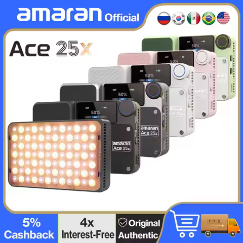 amaran Ace 25x Pocket Bi-Color LED Light Panel Mini Video Light 2700K-6500K 4500mAh Battery with PD 