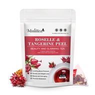Mulittea Hibiscus Tea Organic Rosella Flowers Herbal Tea For Beauty & Anti-aging Diuretic Weight Los