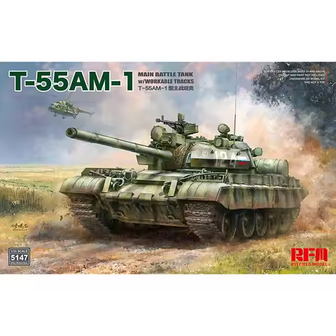 Ryefield model RFM RM-5147 1/35 T-55AM-1 Main Battle Tank - Active Suspension and Track, Scale Model