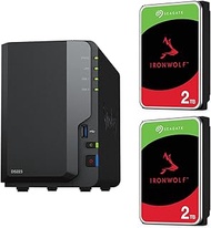 NAS HDD Set: Synology DS223 &amp; Seagate HDD (2 Bays/HDD IronWolf-2TB x 2 Batteries Included) Quad Core CPU with 2GB Memory) Field Lake Handling Product, Phone/Mail Support