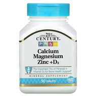21st Century Calcium Magnesium Zinc + D3 (Minerals + Vitamin D for Bone Health Support)