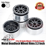 Terlaris Velg Metal Beadlock Wheel Rims 2.2 Inch 10-Spoke Rc 1/10