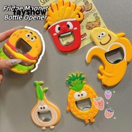 FAYSHOWSG Fridge Magnet Bottle Opener, Magnetic Stainless Steel Coke Bottle Opener, Creative Burger 