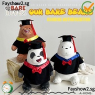 FAYSHOW2 Plush Toys, We Bare Bears Bare Bear Peluche Toy Dr. Cap Panda Doll, Cartoon 27cm Grizzly Graduation Season Soft Stuffed Dolls