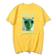 Funny Alien Cat Dank Meme T Shirt for Men Women Brainrot T-shirt Stupid Cringe Tshirt Harajuku Mens 