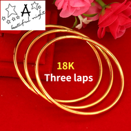 Philippines Ready Stock New Style pure 18K Pawnable Saudi Gold Korean Style Vintage Not Fade Girl Three Lives III Promise Bracelet three circles saudi Gold Bracelet for Women Couples Wedding Accessories Fasion Jewellery