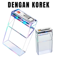 KOTAK ROKOK TRANSPARAN ISI 20 BATANG DENGAN LAMPU LED RGB TEMPAT ROKOK DAN KOREK API KOTAK ROKOK ISI