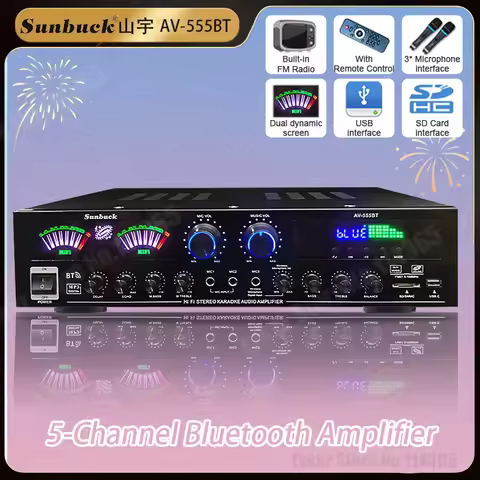 110/220V 555BT Dynamic Screen Sound Amplifier 298BT HiFi Stereo Digital Bluetooth Amplify For Home C