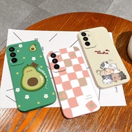 Casing For Samsung F15 M15 M55 C55 Lovely Cat Avocado Liquid Shell Anti-drop Protective Non-slip Sil