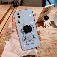 Phone Case for Oppo Reno11 Pro 11F Back Cover Couple Astronaut Cartoon Glossy Electroplated Kickstand for Oppo Reno 11F 11 Pro Cover Cases